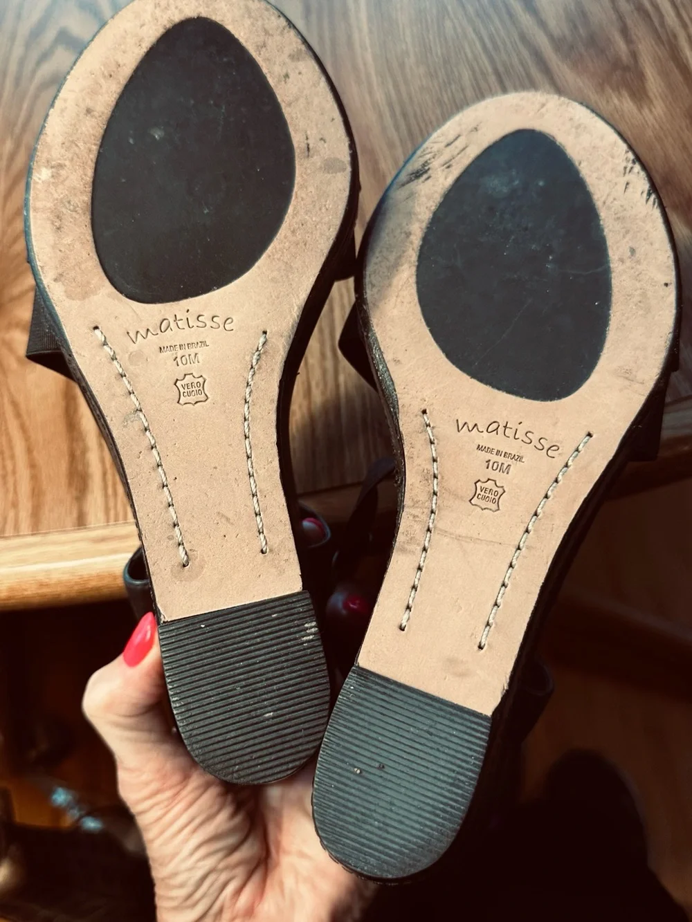 Matisse Black Leather Sole, Elastic Strappy  Wedge Sandals, 4.5